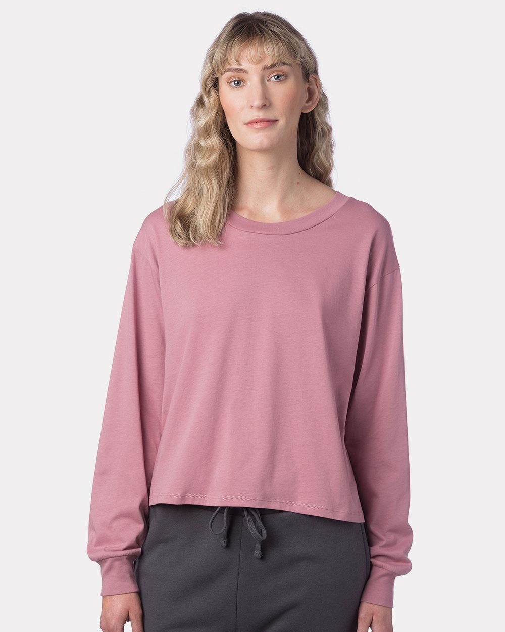 Alternative, Alternative Women'sCotton Jersey Long Sleeve Crop Tee